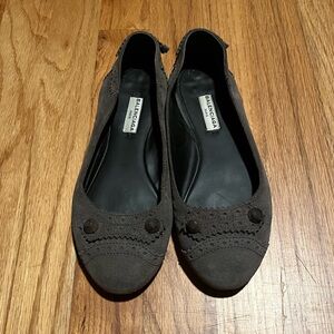 Balenciaga Arena Studded Brogue-Trim Ballet Flats